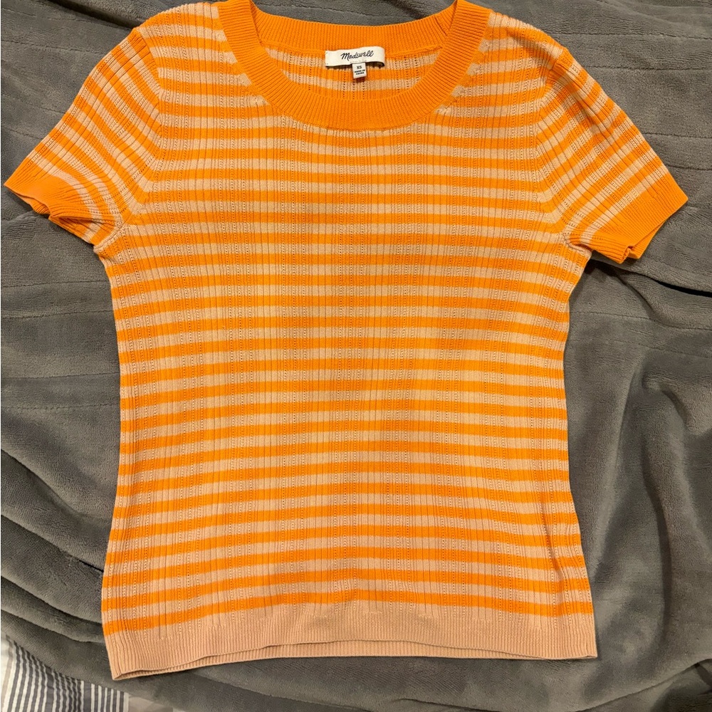 Madewell ringer sweater short sleeve orange